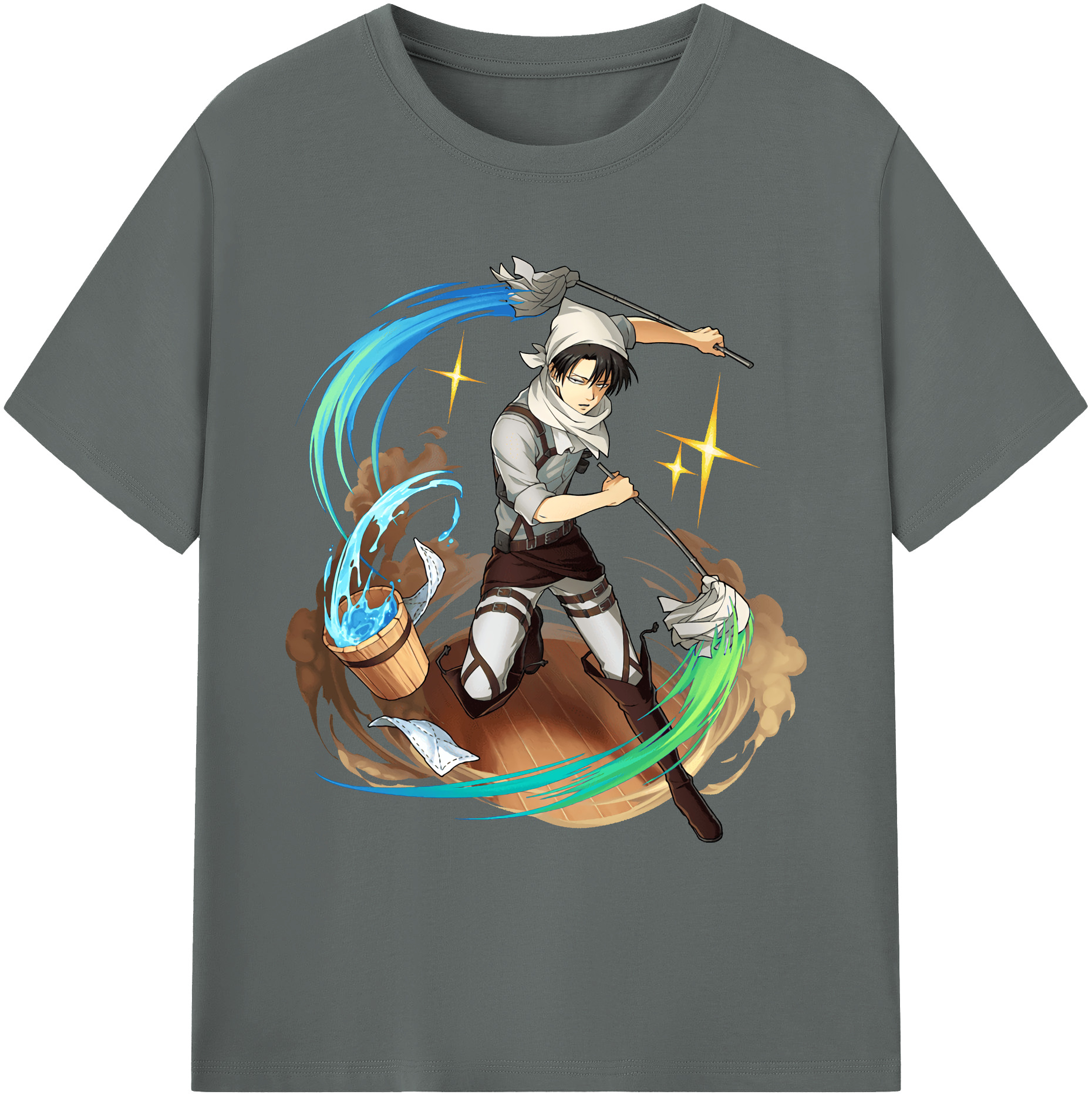 （画像用） 進撃の巨人 リヴァイ·アッカーマン Attack on Titan Levi Ackerman 綿100％ メンズ半袖Tシャツ｜肌触りやわらか＆通気性